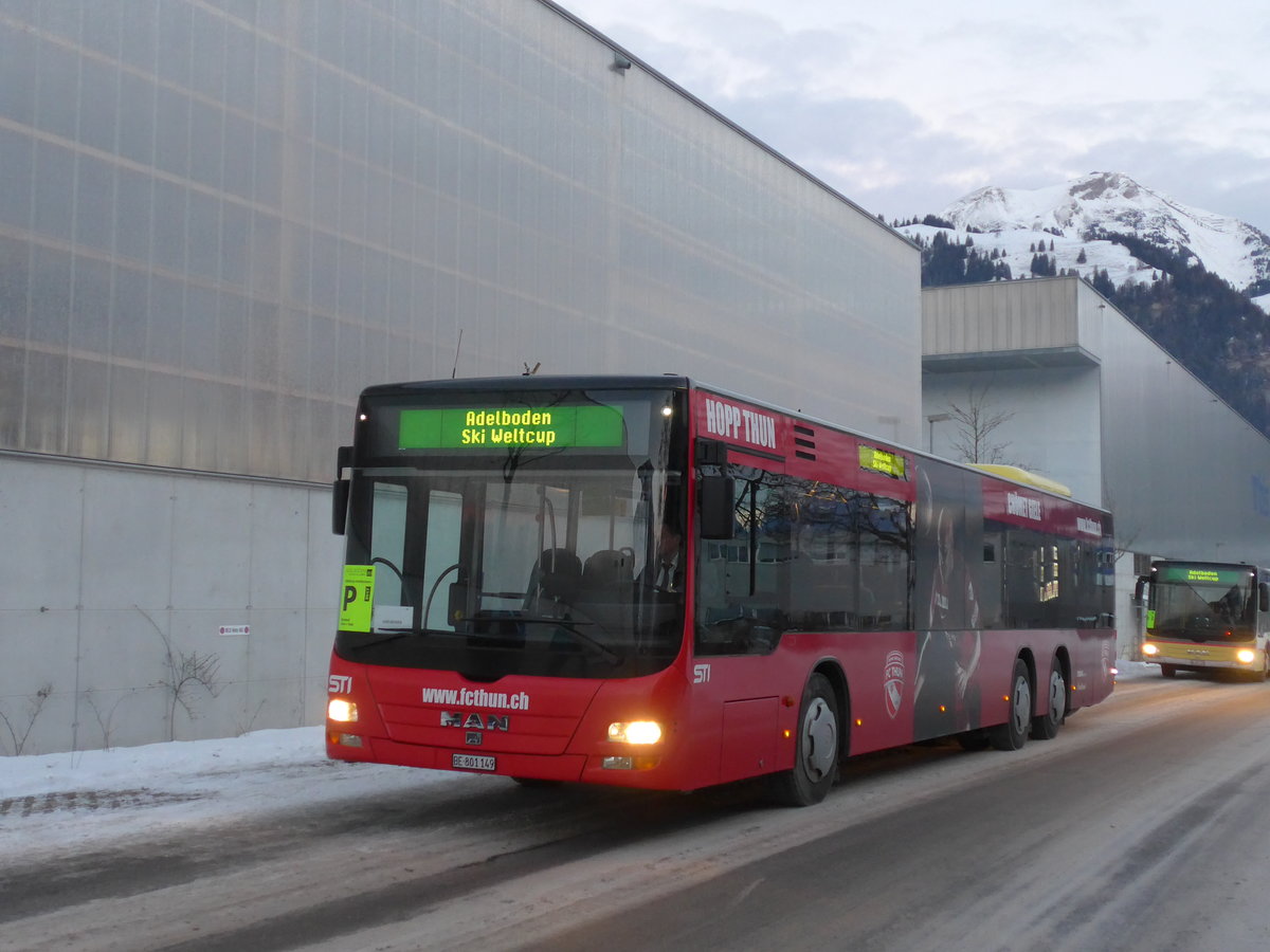 (177'614) - STI Thun - Nr. 149/BE 801'149 - MAN am 7. Januar 2017 beim Bahnhof Frutigen