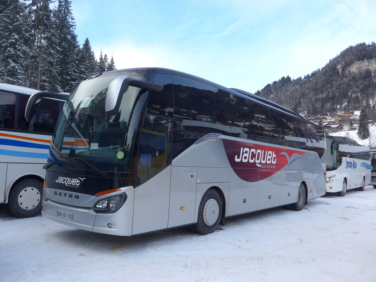 (177'774) - Aus Frankreich: Jacquet, Marnaz - DM 127 ZX - Setra am 7. Januar 2017 in Adelboden, ASB