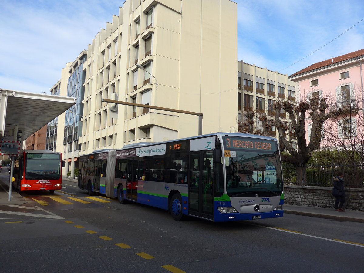 (178'305) - TPL Lugano - Nr. 410/TI 139'887 - Mercedes am 7. Februar 2017 in Lugano, Centro