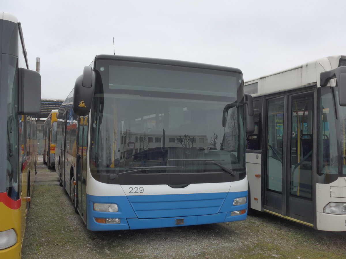 (178'454) - WilMobil, Wil - Nr. 229 - MAN (ex BSW Sargans Nr. 330) am 10. Februar 2017 in Frauenfeld, Langdorfstrasse