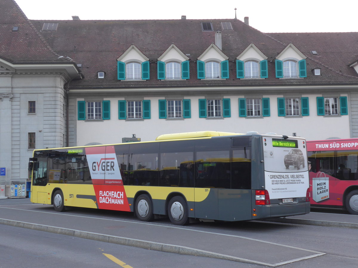 (179'367) - STI Thun - Nr. 148/BE 801'148 - MAN am 6. April 2017 beim Bahnhof Thun