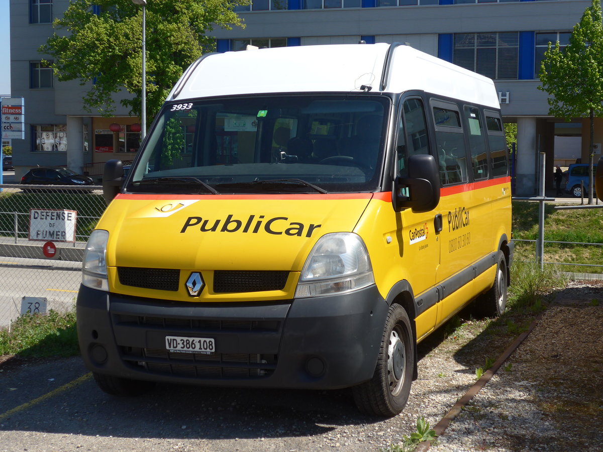 (179'859) - CarPostal Ouest - VD 386'108 - Renault am 29. April 2017 in Yverdon, Garage