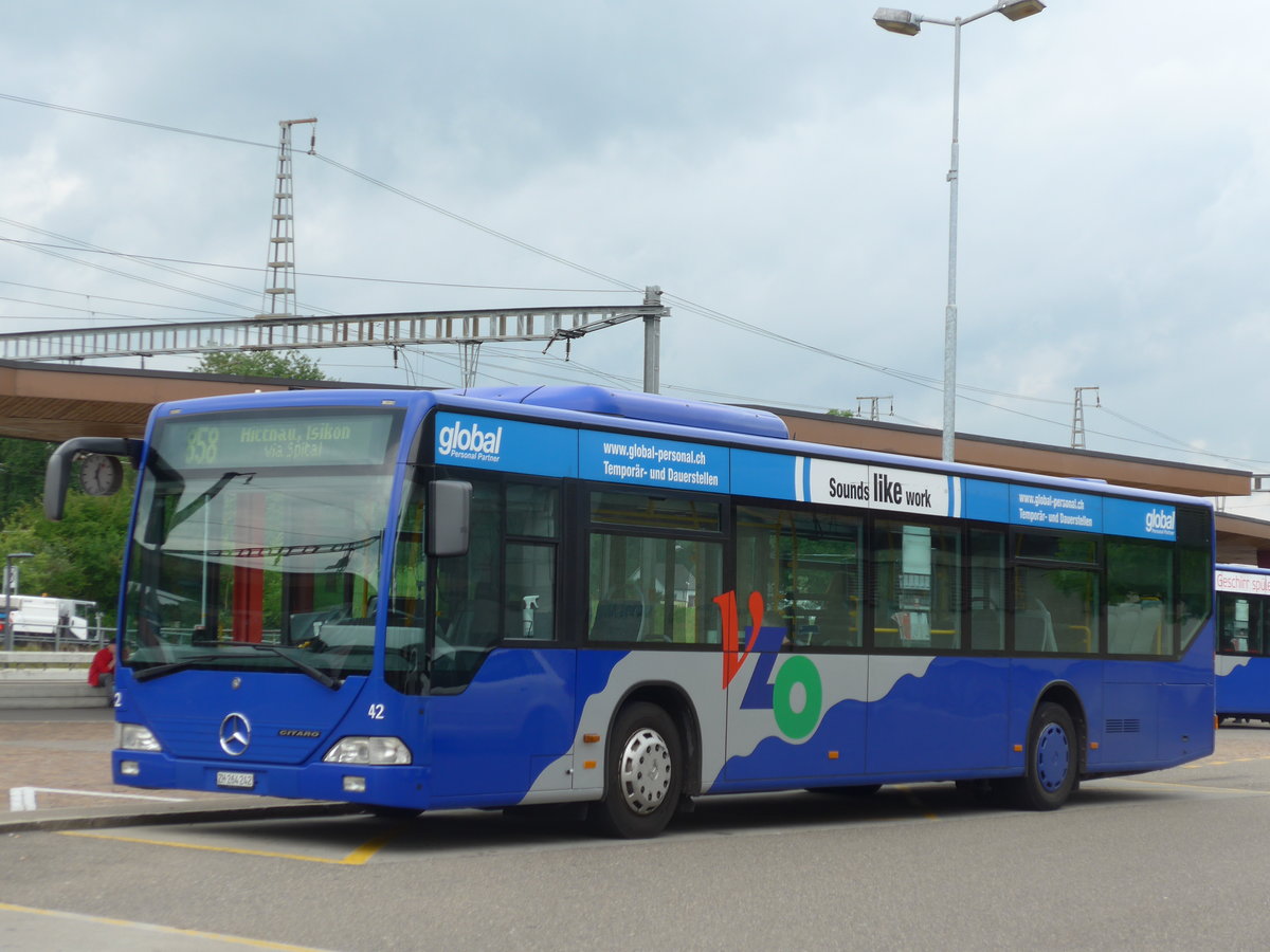 (181'963) - VZO Grningen - Nr. 42/ZH 264'242 - Mercedes am 10. Juli 2017 beim Bahnhof Wetzikon