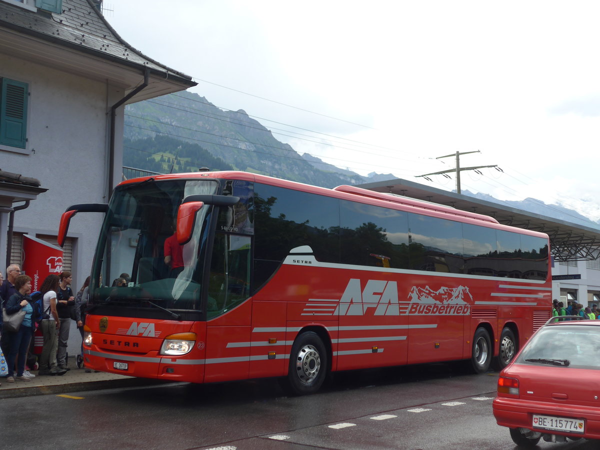 (182'425) - AFA Adelboden - Nr. 23/BE 26'709 - Setra (ex Blaguss, A-Wien Nr. 5402) am 31. Juli 2017 beim Bahnhof Frutigen