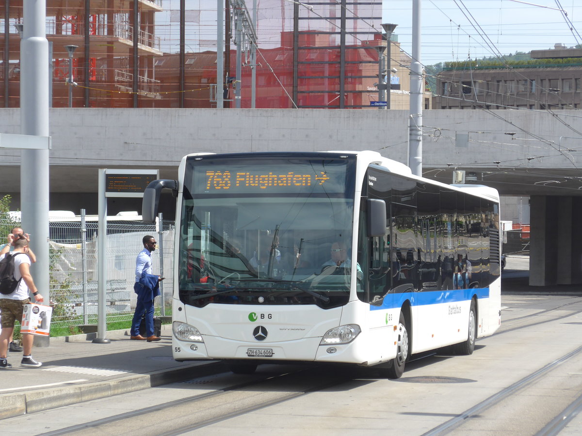 (182'646) - Welti-Furrer, Bassersdorf - Nr. 55/ZH 634'606 - Mercedes am 3. August 2017 beim Bahnhof Zrich-Oerlikon