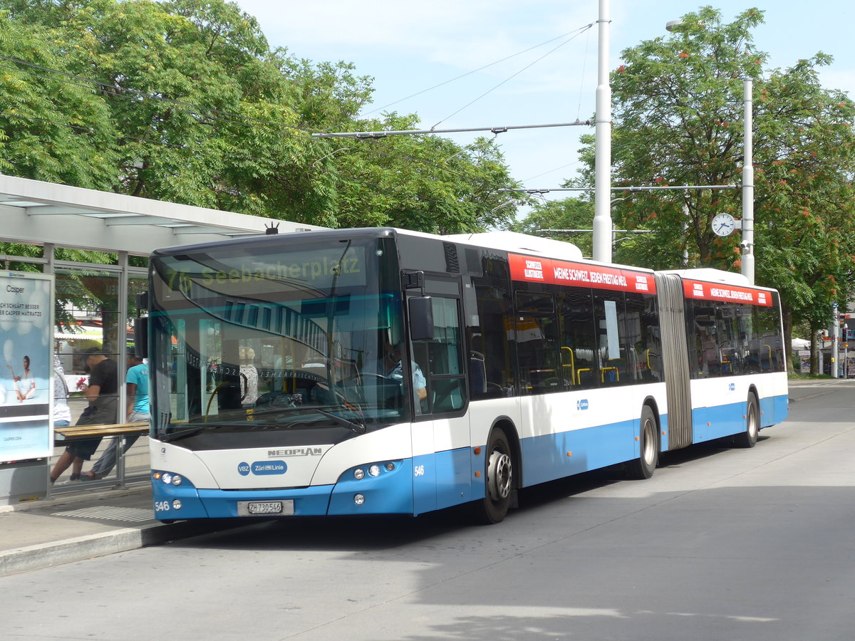 (182'664) - VBZ Zrich - Nr. 546/ZH 730'546 - Neoplan am 3. August 2017 in Zrich, Schwamendingerplatz