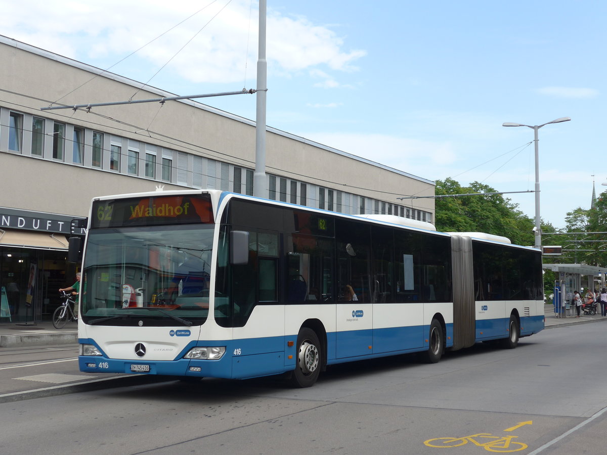 (182'666) - VBZ Zrich Nr. 416/ZH 745'416 - Mercedes am 3. August 2017 in Zrich, Schwamendingerplatz