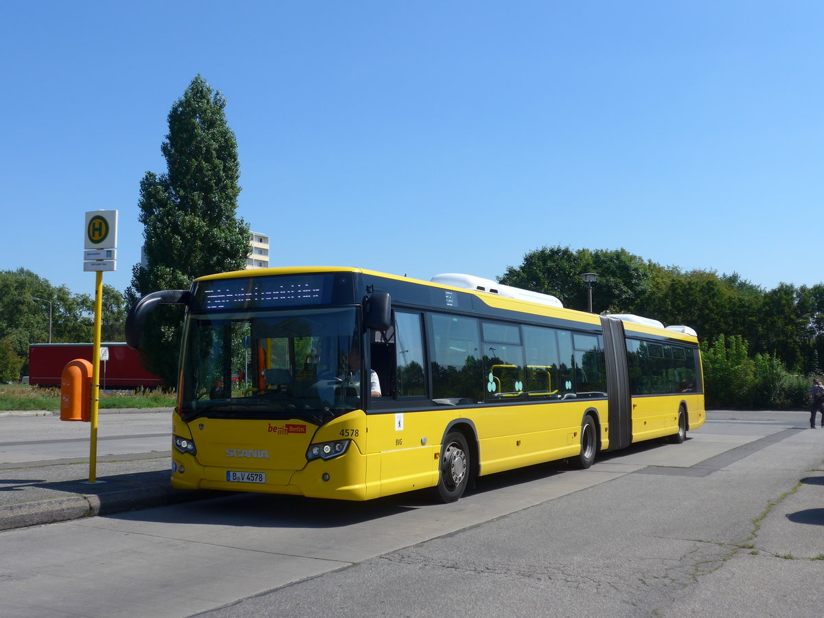 (183'344) - BVG Berlin - Nr. 4578/B-V 4578 - Scania am 10. August 2017 in Berlin, Michelangelostrasse