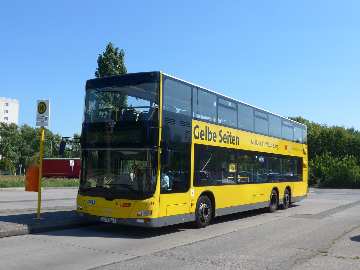 (183'345) - BVG Berlin - Nr. 3534/B-V 3534 - MAN am 10. August 2017 in Berlin, Michelangelostrasse