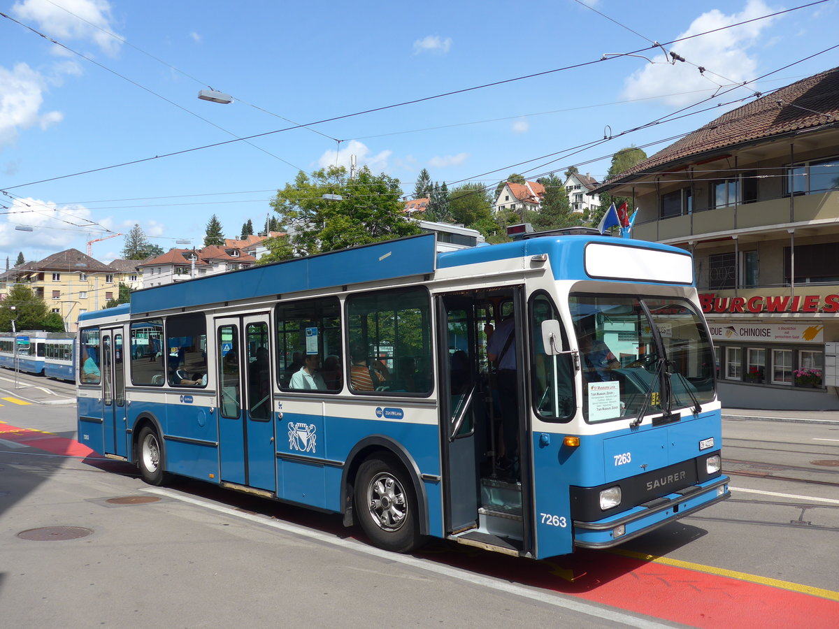 (183'731) - VBZ Zrich - Nr. 7263/ZH 42'272 - Saurer/R&J (ex Nr. 473; ex Nr. 9017; ex Nr. 263) am 20. August 2017 in Zrich, Burgwies