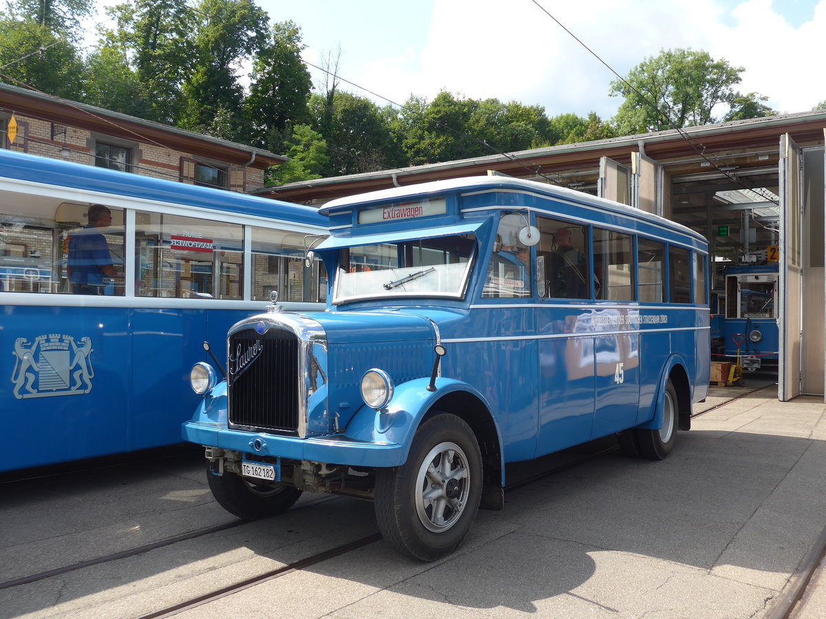 (183'732) - Oldtimer Club Saurer, Arbon - Nr. 45/TG 162'182 - Saurer/Tscher (ex VBZ Zrich Nr. 45; ex Firma in Spreitenbach; ex VBZ Zrich Nr. 245; ex VBZ Zrich Nr. 45) am 20. August 2017 in Zrich, Burgwies