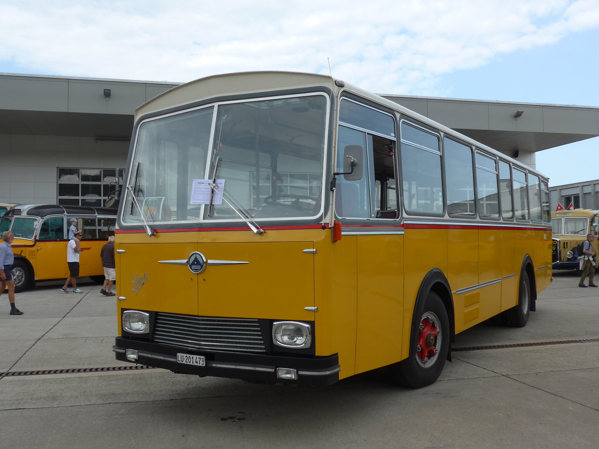 (184'393) - Huwiler, Ebikon - LU 201'473 - Saurer/R&J (ex Privat in der Ostschweiz; ex Lehmann, Dieterswil Nr. 16; ex BOB Interlaken Nr. 3; ex Gertsch, Stechelberg) am 26. August 2017 in Oberkirch, CAMPUS Sursee