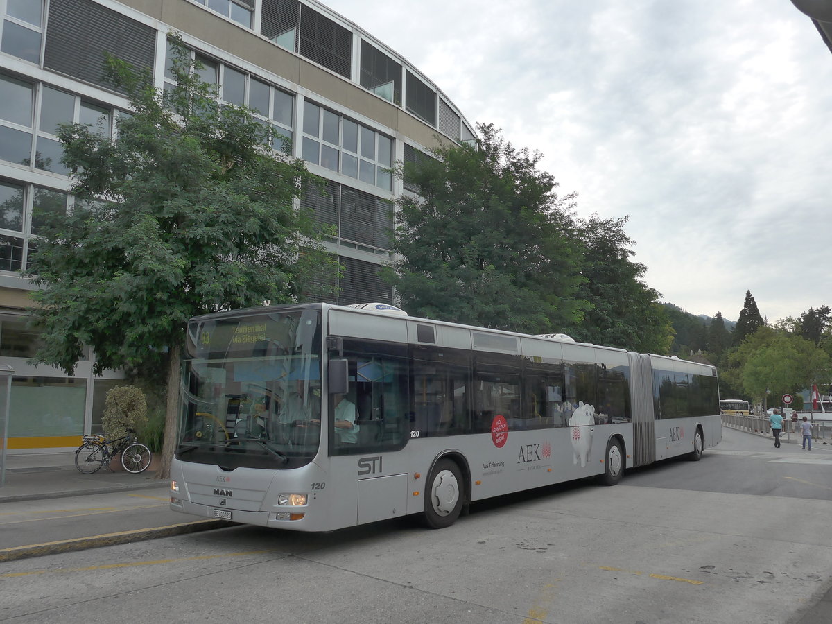 (184'533) - STI Thun - Nr. 120/BE 700'120 - MAN am 28. August 2017 bei der Schifflndte Thun