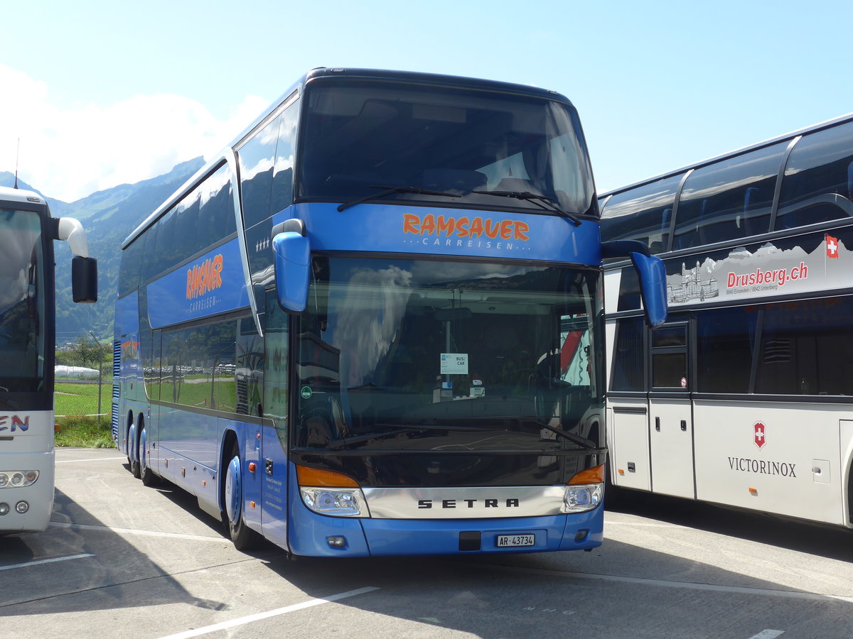 (184'592) - Ramsauer, Herisau - AR 43'734 - Setra am 3. September 2017 in Interlaken, Flugplatz