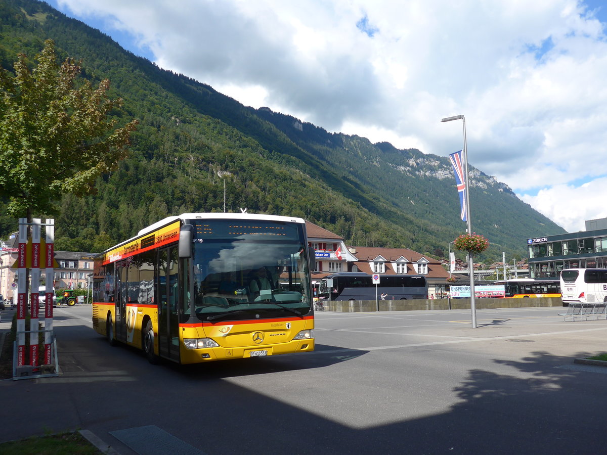 (184'613) - PostAuto Bern - BE 610'533 - Mercedes am 3. September 2017 beim Bahnhof Interlaken Ost