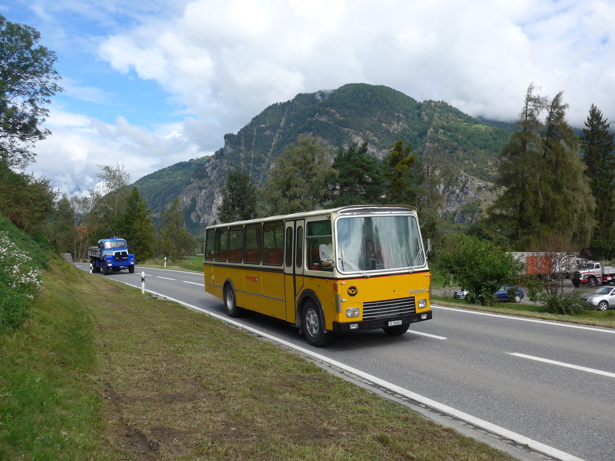 (184'910) - Wittig, Nrensdorf - SZ 84'883 - FBW/FHS (ex Tiemann, Oetwil Nr. 6; ex Btra, Birr Nr. 28; ex Autocca, Visp; ex P 24'186) am 16. September 2017 in Cazis, Bndner Arena