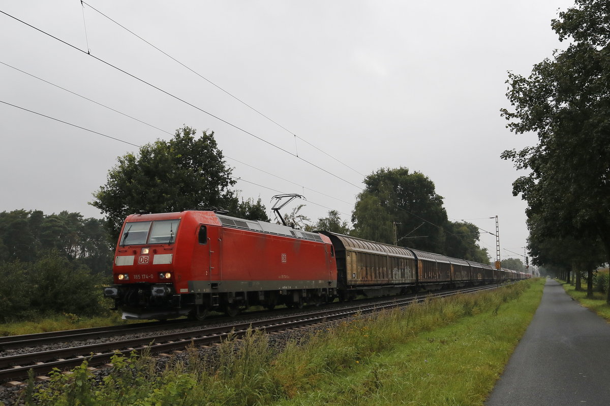 185 174-0 mit einem Gterzug am 11. August 20117 bei Drverden.