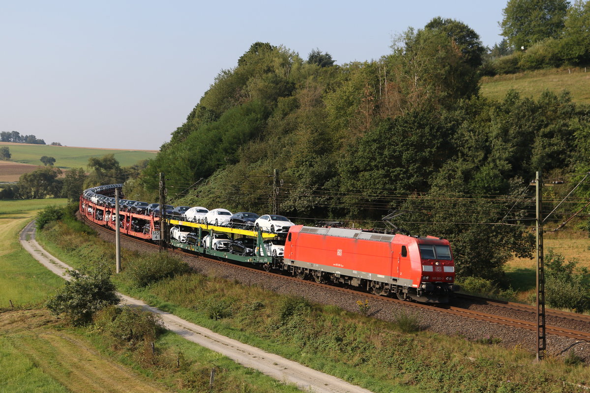 185 200 mit einem Autozug am 27. August 2019 bei Hermannspiegel.