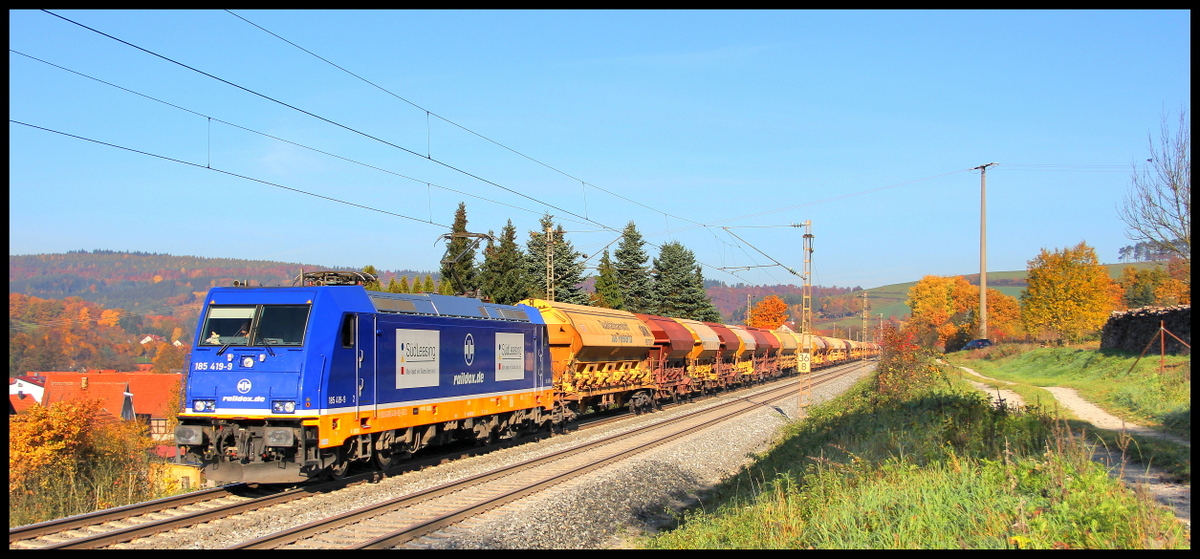 185 419 von Raildox mit Güterzug am 01.11.15 in Obersinn