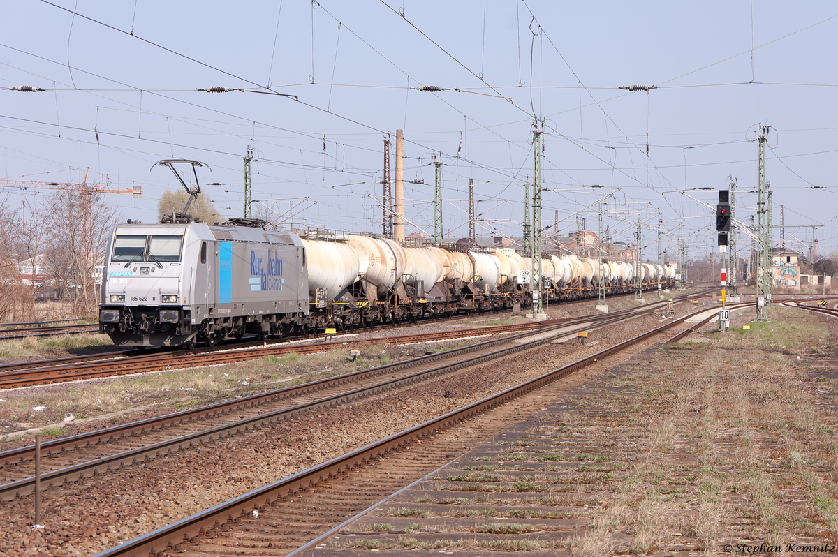 185 622-8 (119 003-1) Railpool GmbH für RTB Cargo - Rurtalbahn Cargo GmbH mit einem Kesselzug in Magdeburg-Neustadt und fuhr weiter in Richtung Helmstedt. 10.04.2015