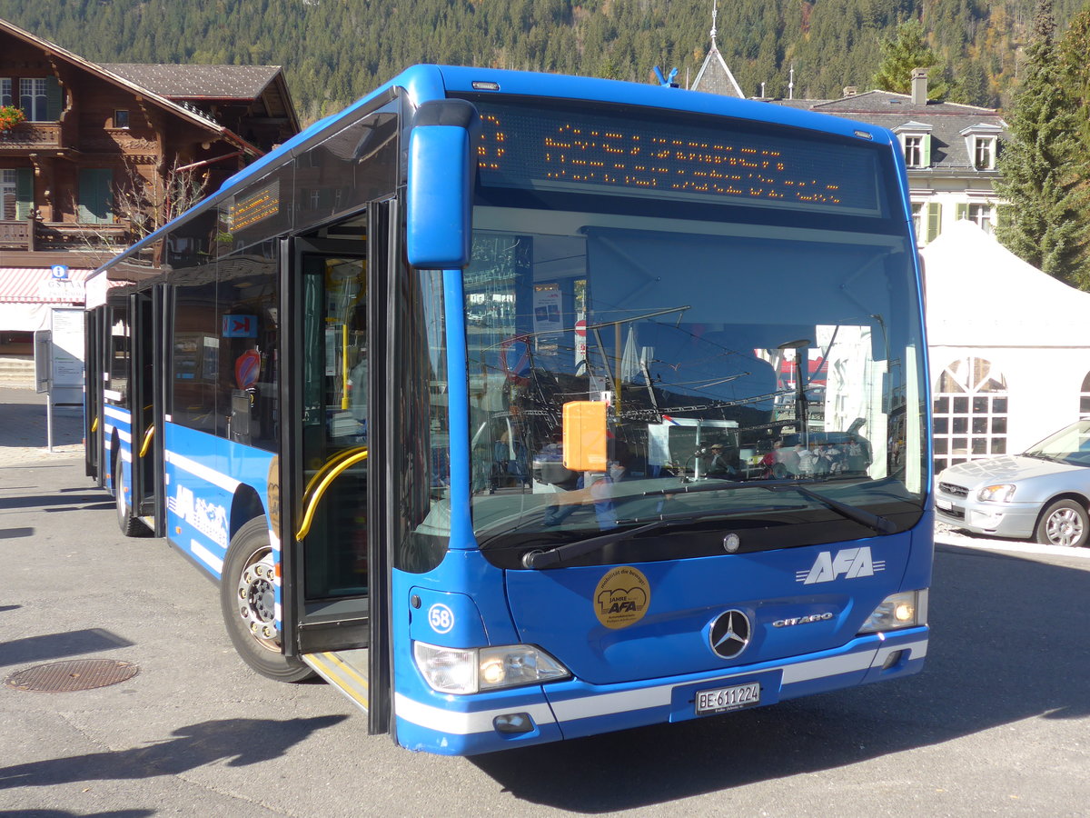 (185'879) - AFA Adelboden - Nr. 58/BE 611'224 - Mercedes am 16. Oktober 2017 beim Bahnhof Zweisimmen