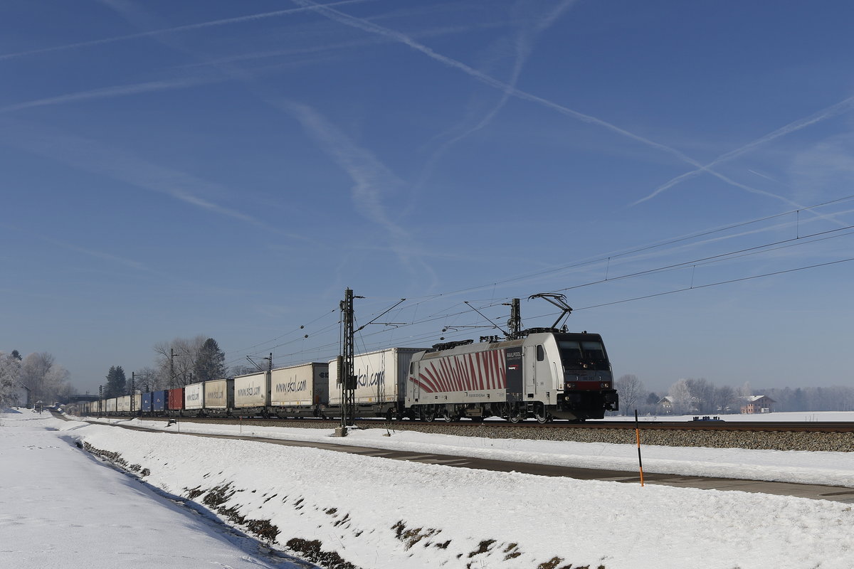 186 283 mit dem  Ekol-Zug  am 29. Januar 2017 bei bersee.