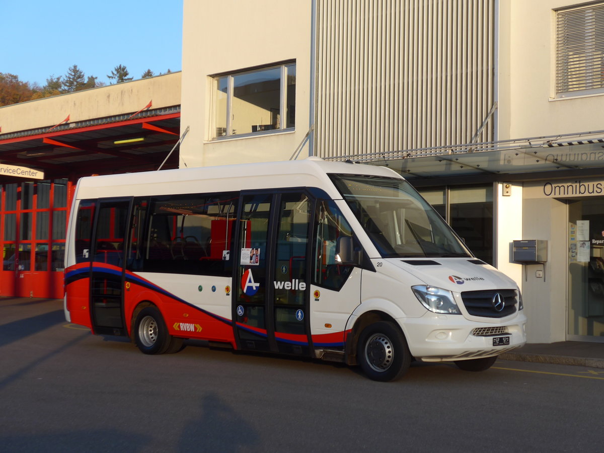 (186'237) - RVBW Wettingen - Nr. 20 - Mercedes am 3. November 2017 in Kloten, EvoBus