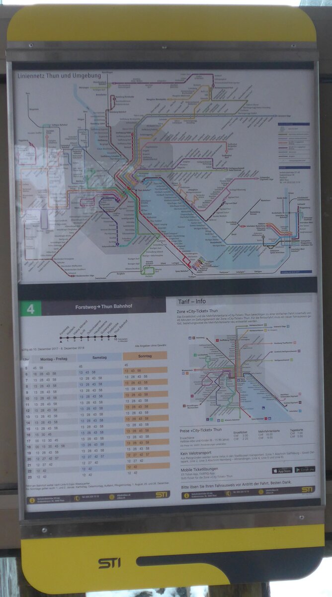 (187'021) - STI-Fahrplan von 2017 bis 2018 am 17. Dezember 2017 in Thun-Lerchenfeld, Forstweg