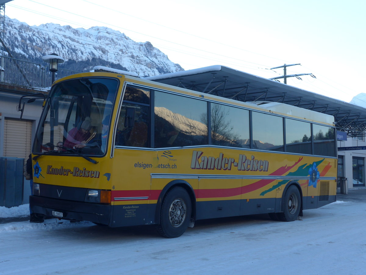 (187'460) - Kander-Reisen, Frutigen - Nr. 6/BE 59'817 - Vetter (ex AVG Grindelwald Nr. 18) am 29. Dezember 2017 beim Bahnhof Frutigen