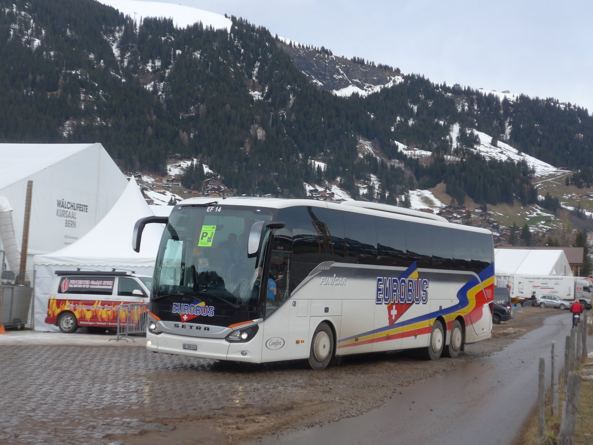 (187'723) - Funi-Car, Biel - Nr. 14/BE 208'414 - Setra am 7. Januar 2018 in Adelboden, Weltcup