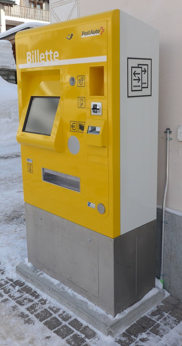 (188'158) - PostAuto-Billetautomat am 3. Februar 2018 in Sils-Maria