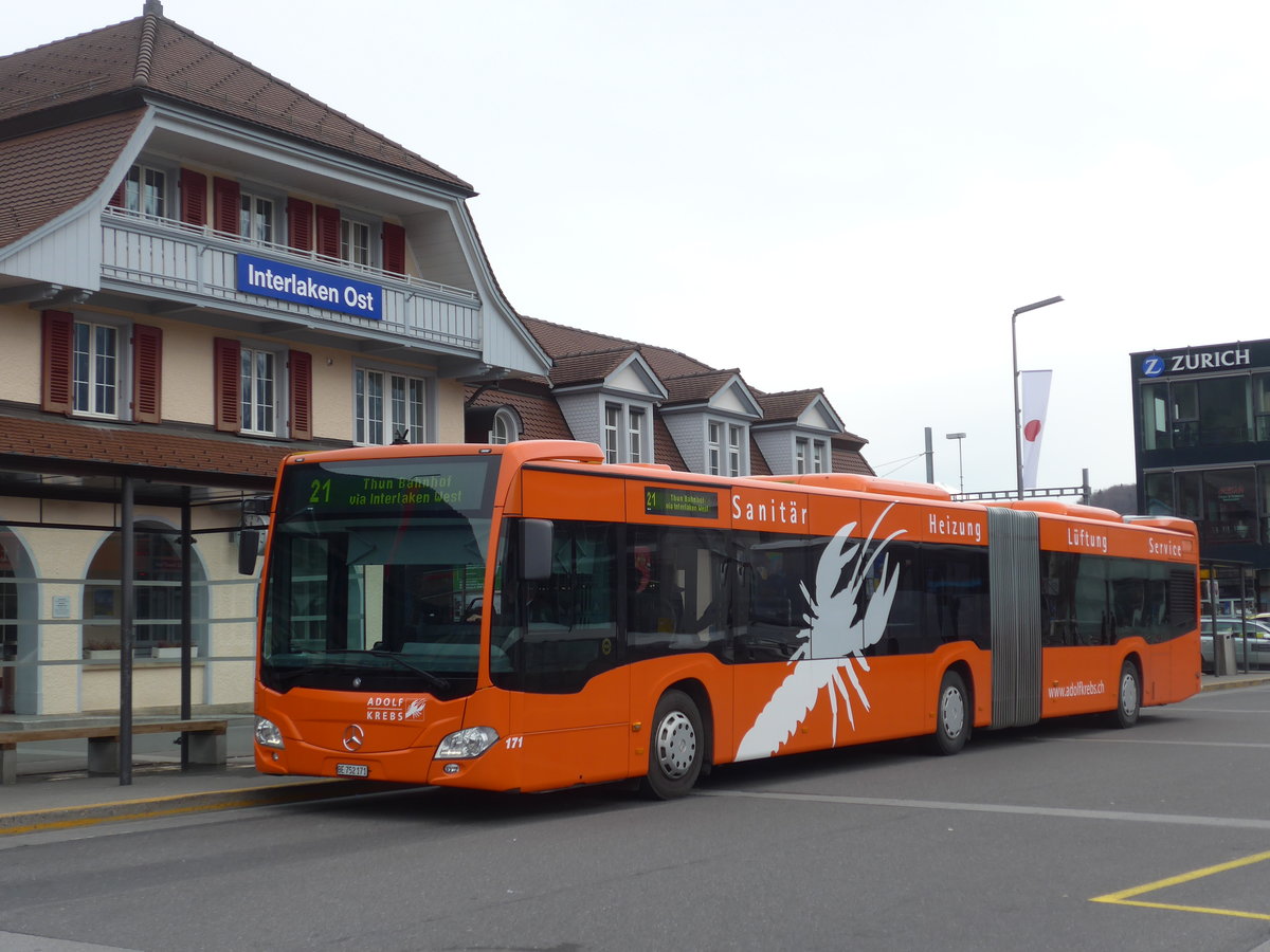 (188'252) - STI Thun - Nr. 171/BE 752'171 - Mercedes am 5. Februar 2018 beim Bahnhof Interlaken Ost