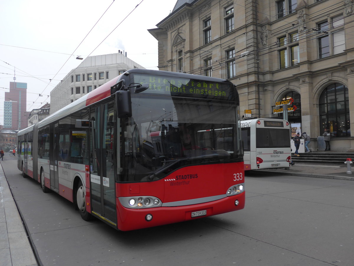 (188'347) - SW Winterthur - Nr. 333/ZH 719'333 - Solaris am 8. Februar 2018 beim Hauptbahnhof Winterthur