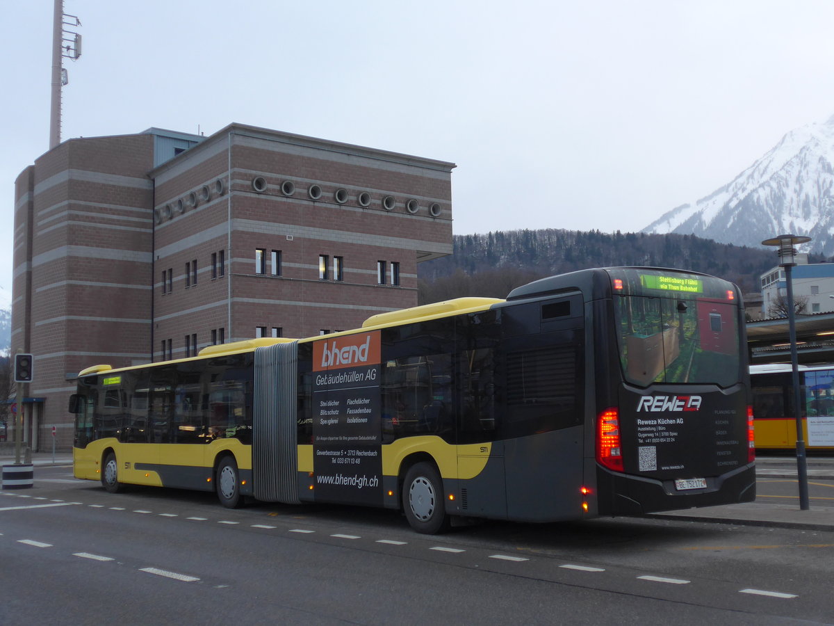 (188'358) - STI Thun - Nr. 172/ZH 752'172 - Mercedes am 11. Februar 2018 beim Bahnhof Spiez