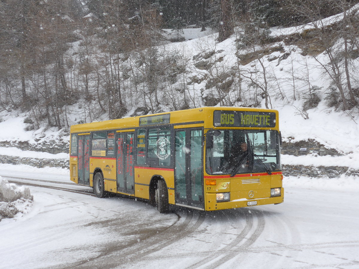 (188'372) - PostAuto Wallis - Nr. 17/VS 33'100 - Mercedes (ex Theytaz, Sion; ex AAGL Liestal Nr. 57) am 11. Februar 2018 in Veysonnaz, Station