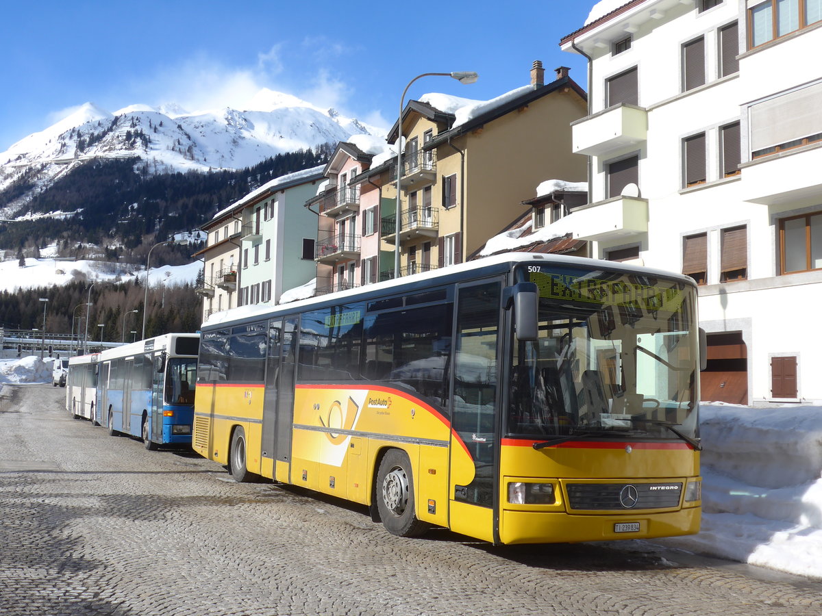 (188'604) - Marchetti, Airolo - TI 239'834 - Mercedes (ex AVG Meiringen Nr. 70) am 14. Februar 2018 beim Bahnhof Airolo