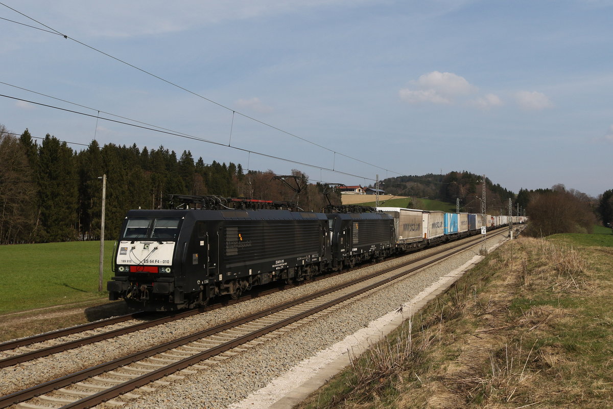 189 910 und 189 932 mit dem  Ekol  aus Salzburg kommend am 20. Mrz 2020 bei Grabensttt.