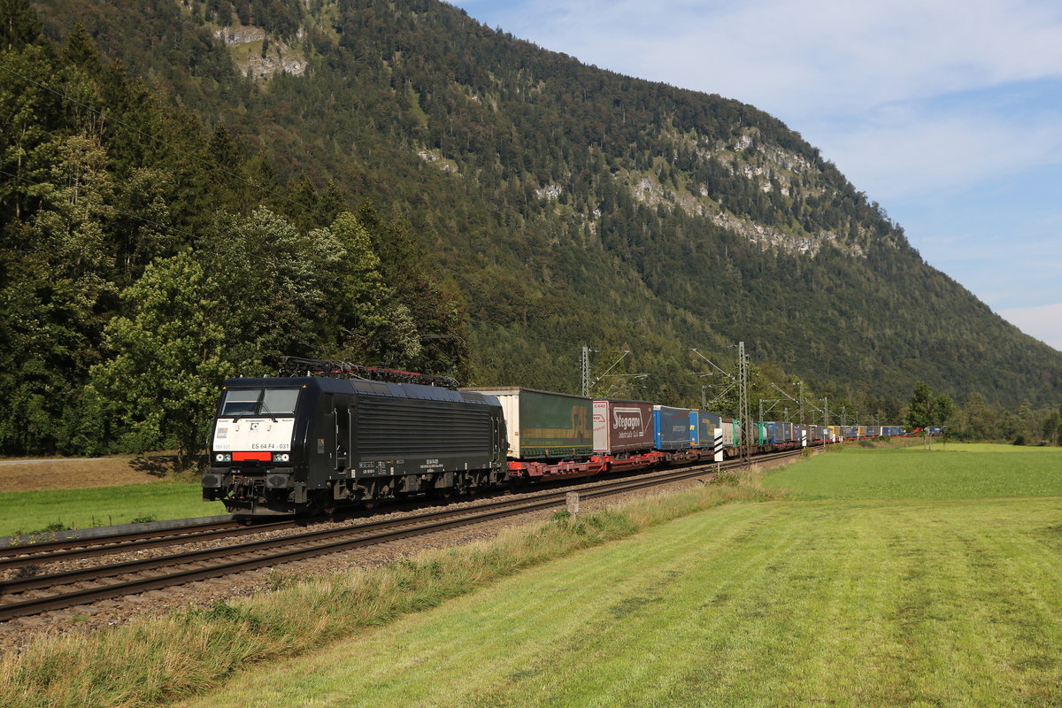 189 931 mit einem  KLV  am 9. September 2020 bei Niederaudorf im Inntal.