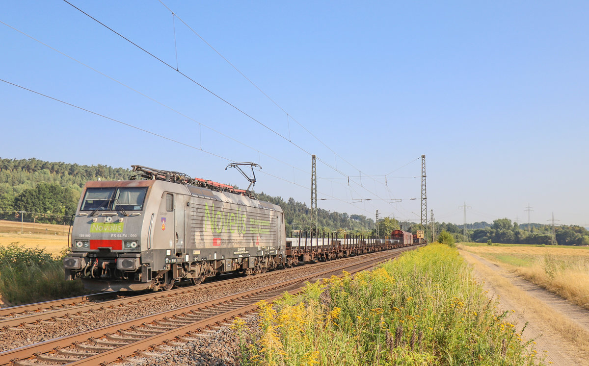 189 990 mit dem Novelis Zug aus Göttingen am 28.07.18 in Kerzell