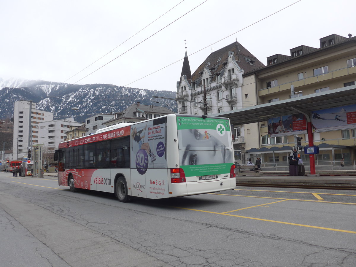 (189'065) - PostAuto Wallis - VS 449'118 - MAN am 3. Mrz 2018 beim Bahnhof Brig