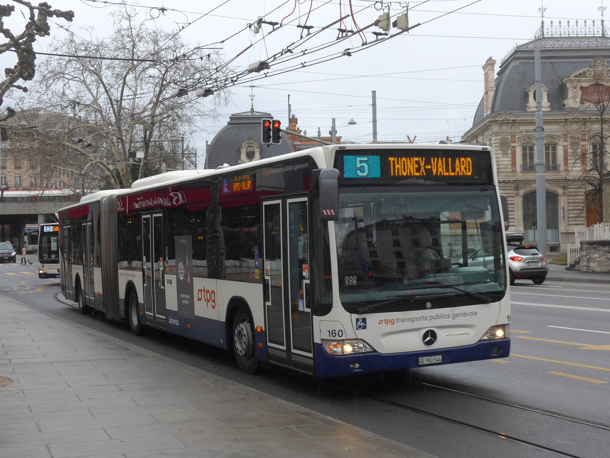(189'160) - TPG Genve - Nr. 160/GE 960'544 - Mercedes am 12. Mrz 2018 in Genve, Place des Vingt-Deux-Cantons