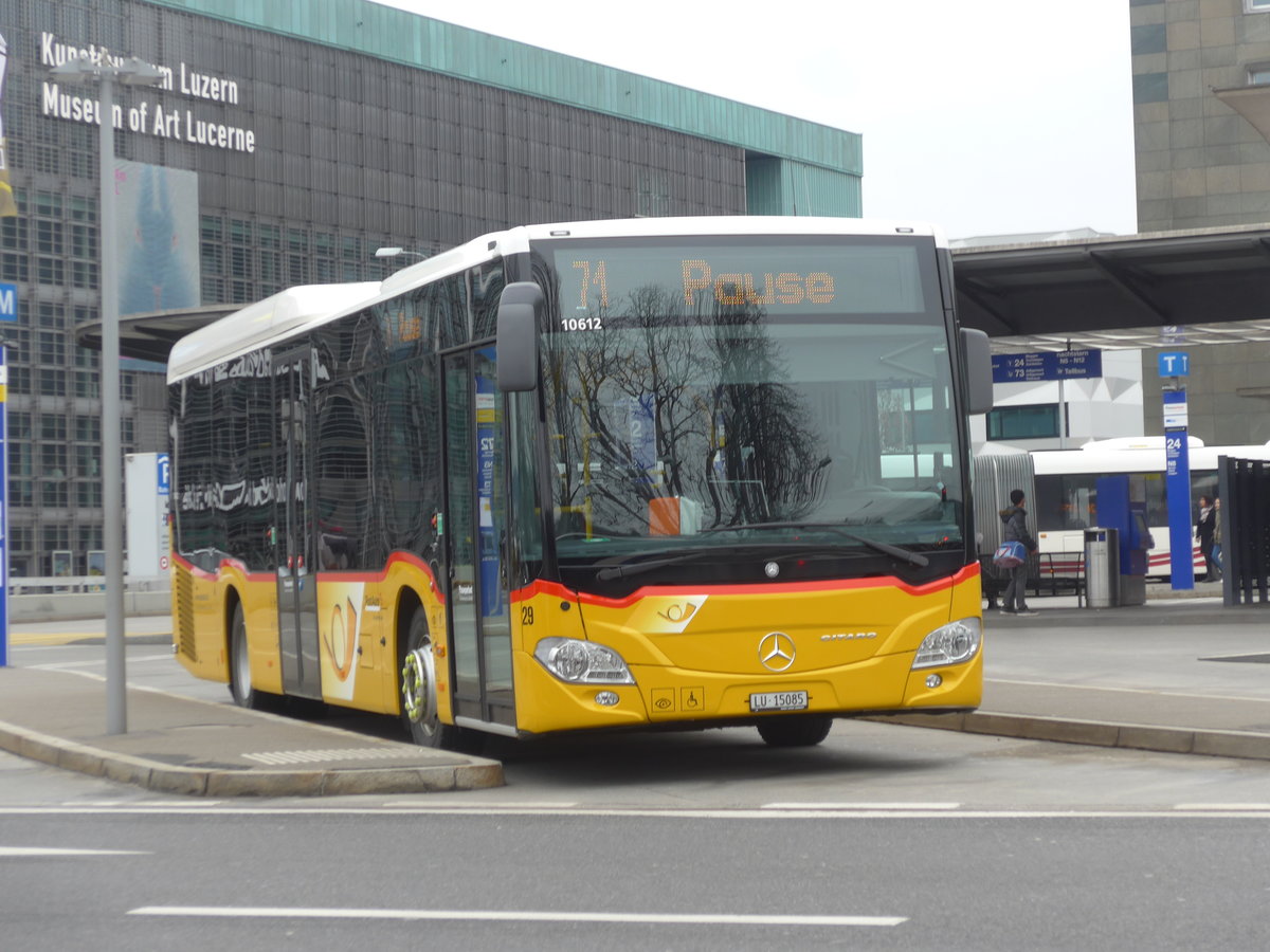 (189'418) - Bucheli, Kriens - Nr. 29/LU 15'085 - Mercedes am 17. Mrz 2018 beim Bahnhof Luzern