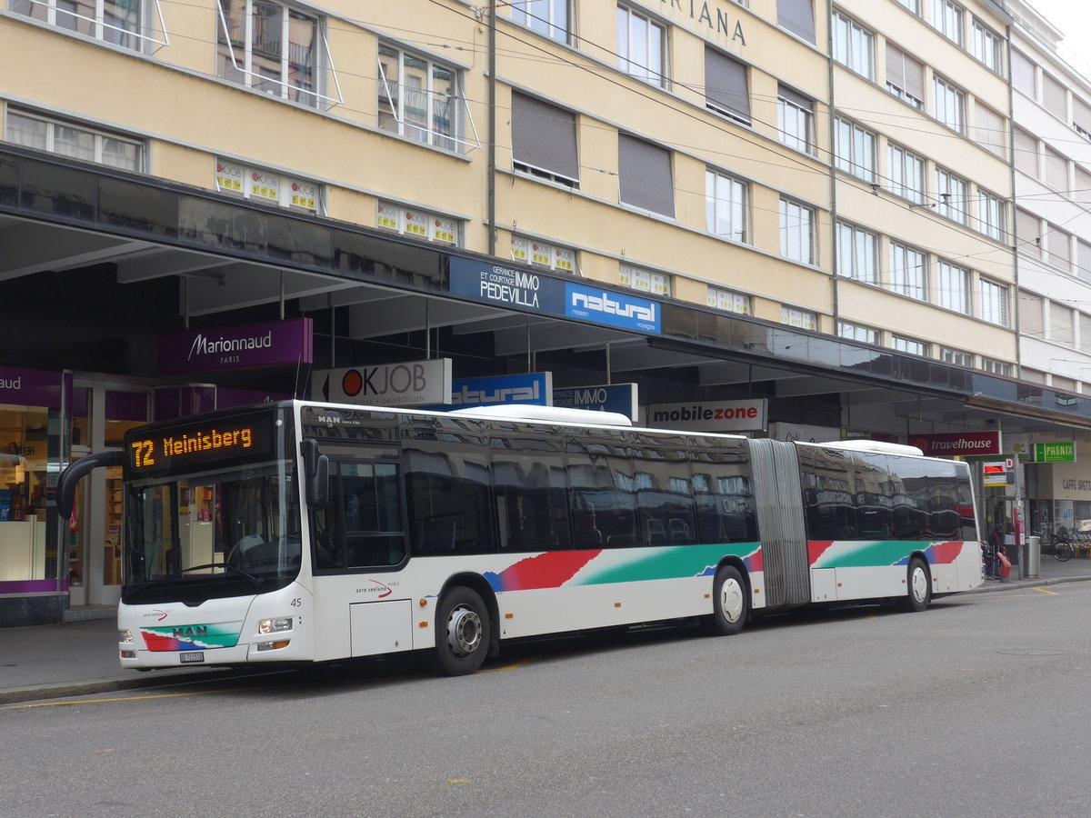 (189'869) - ASm Langenthal - Nr. 45/BE 703'518 - MAN am 2. April 2018 beim Bahnhof Biel