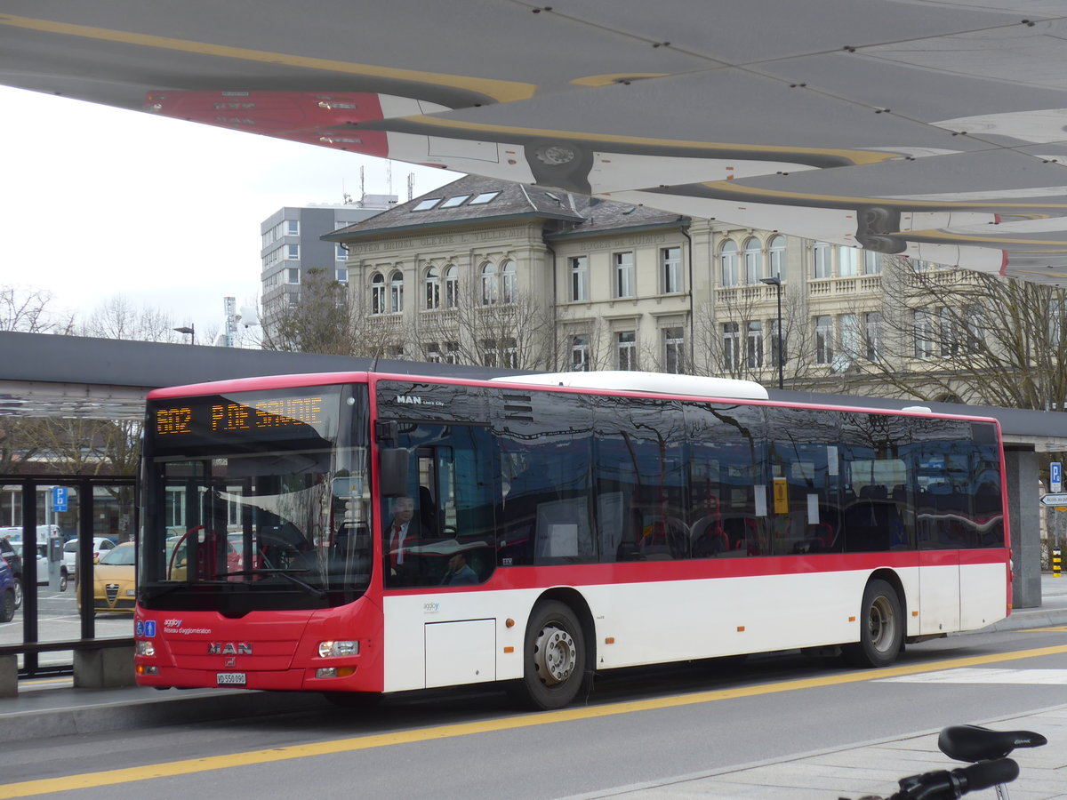 (189'982) - TRAVYS Yverdon - Nr. 109/VD 550'090 - MAN am 2. April 2018 beim Bahnhof Yverdon