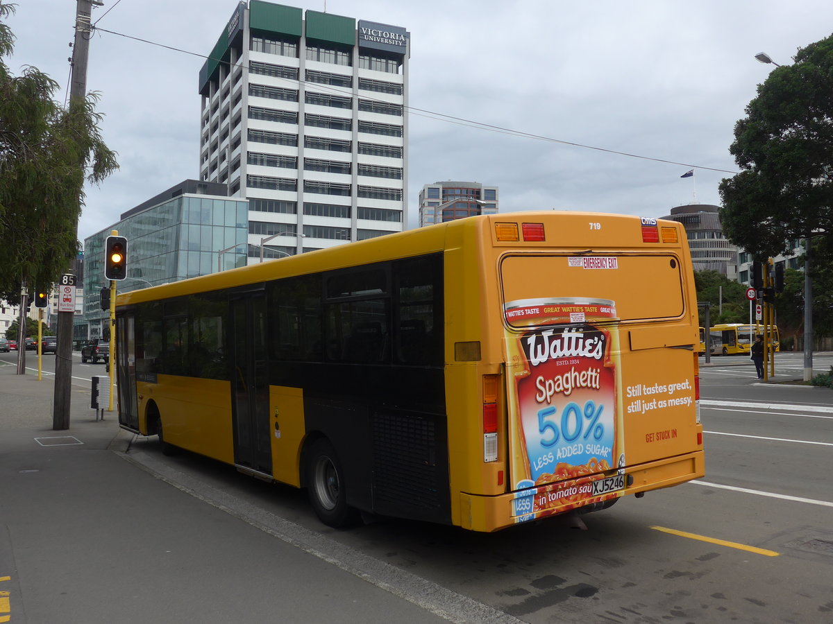 (191'737) - GO Wellington - Nr. 719/XJ5246 - MAN/Designline (ex Stagecoach, Auckland Nr. 719) am 27. April 2018 beim Bahnhof Wellington