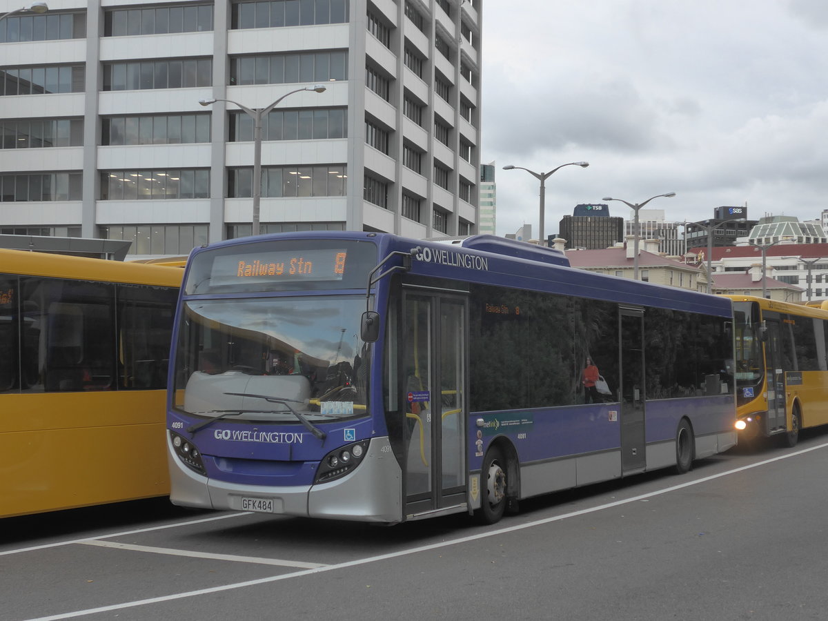 (191'809) - GO Wellington - Nr. 4091/GFK484 - Alexander Dennis/KiwiBus am 27. April 2018 beim Bahnhof Wellington