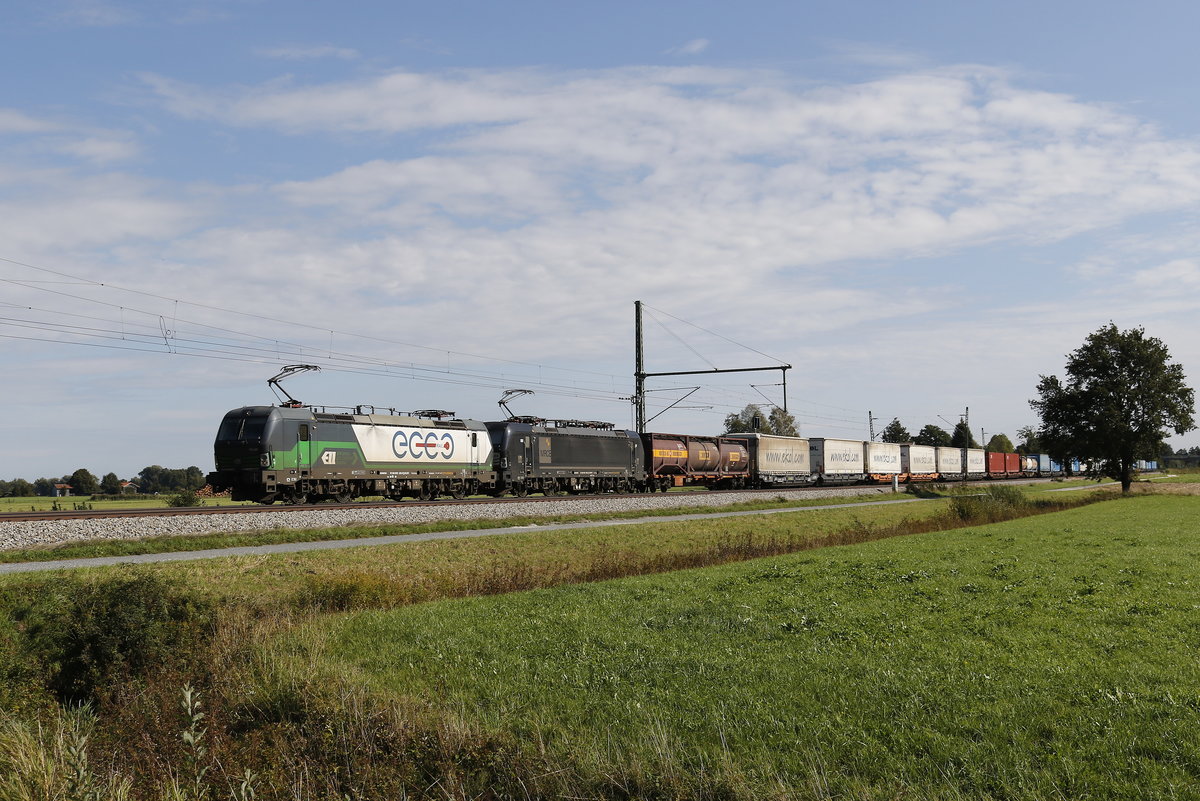 193 225 und 193 658 mit dem  Ekol-Zug  am 19. September 2018 bei bersee.