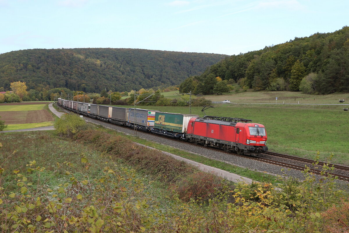 193 333 mit einem  KLV  am 11. August 2022 bei Harrbach am Main.