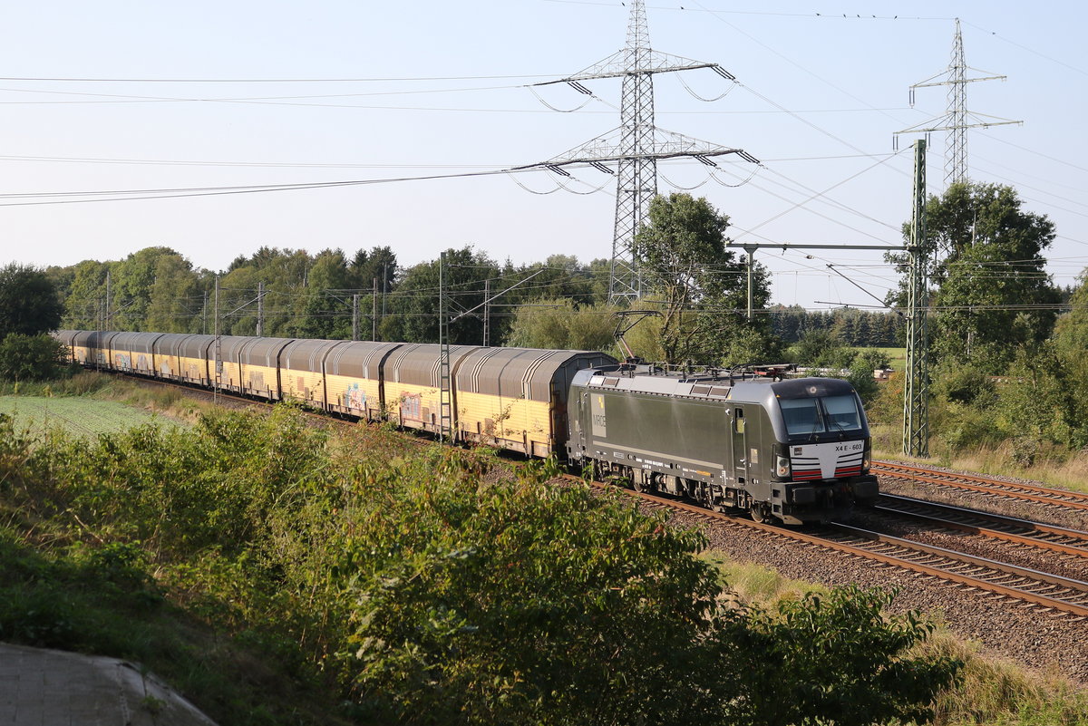 193 603 von  MRCE  mit einem Autozug am 31. August 2019 bei Langwedel.