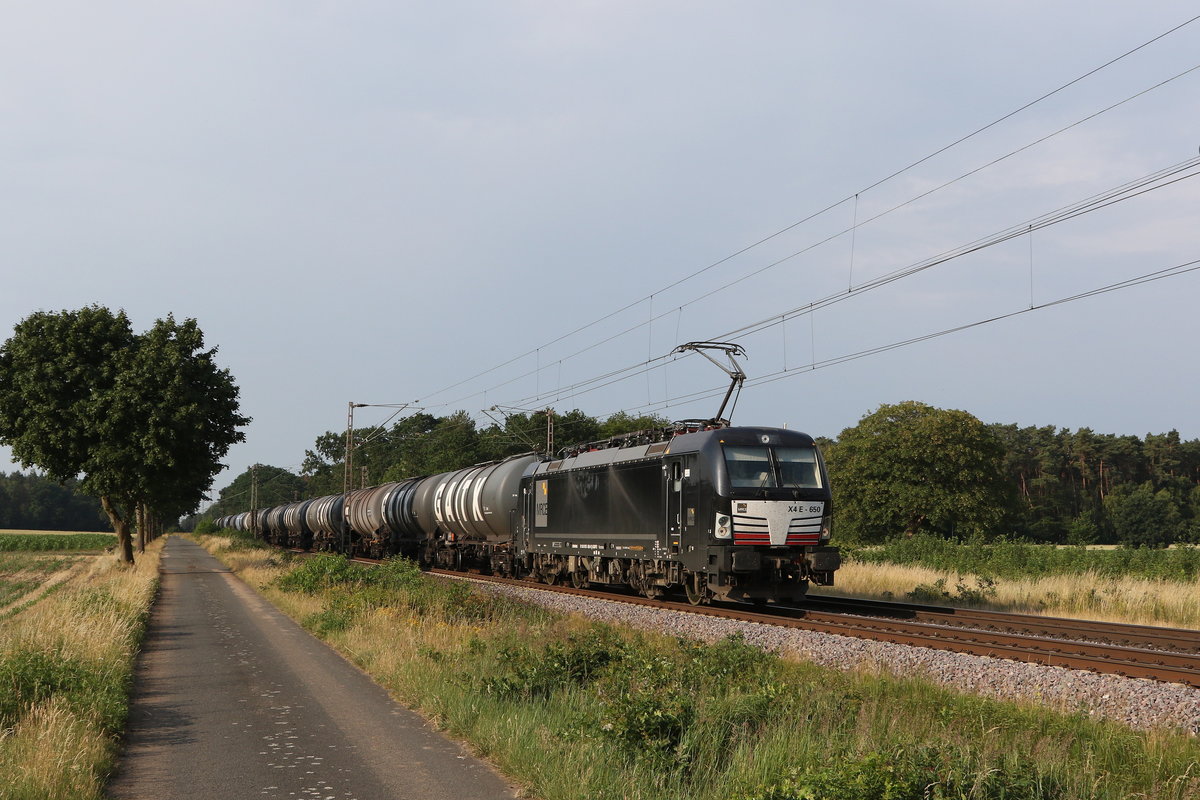 193 650 mit einem Kesselwagenzug am 27. Juni 2020 bei Drverden.